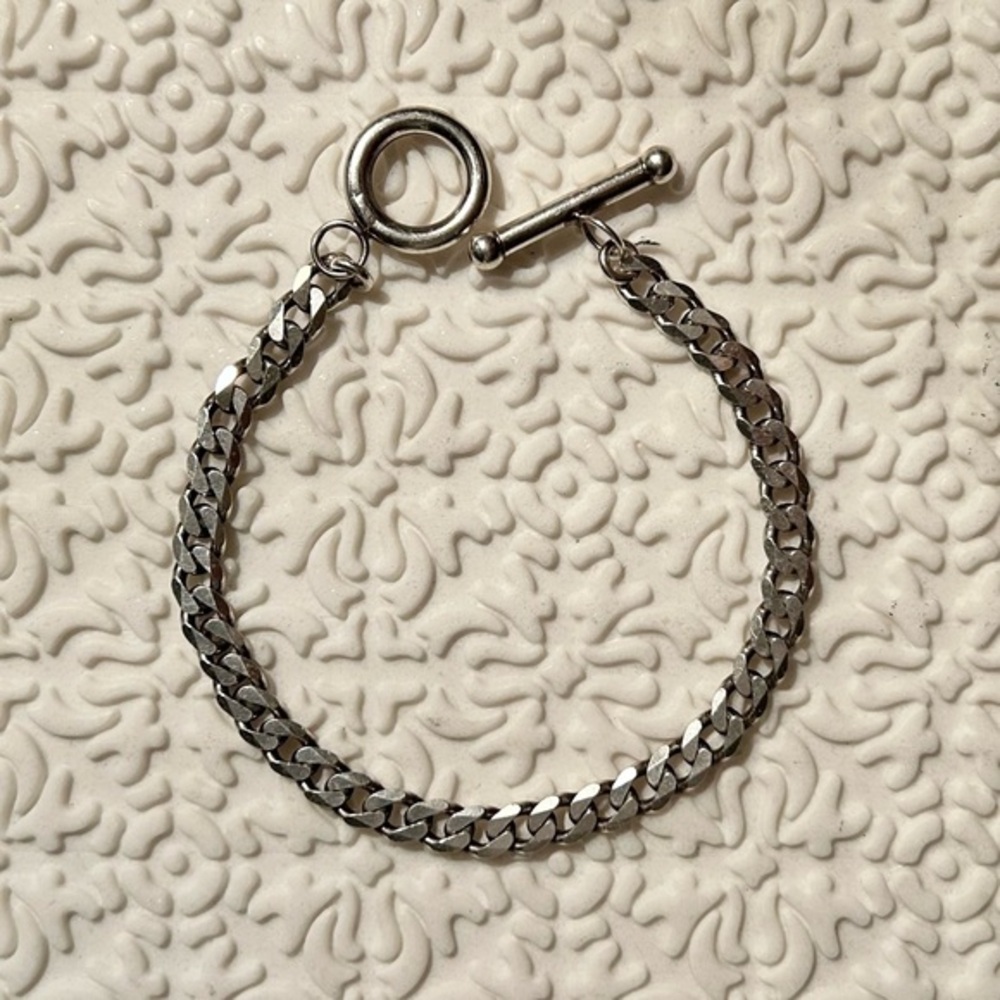 Stainless Steel Unisex Toggle Clasp Chain Bracelet, Size 7.5 Inches